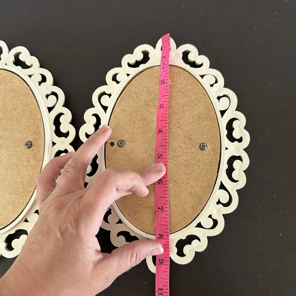 Set 2 Homco Oval Mirror Wall Decor Faux Rattan 1978 Boho Retro White Cottagecore